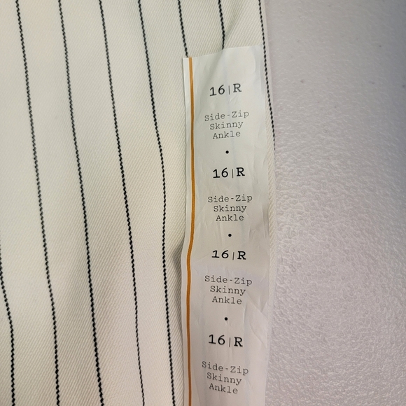 A New Day Pants Wide-Leg Elastic Waist Ivory Striped Skinny Ankle Womens Size 16 - Picture 5 of 8
